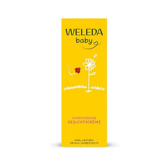 Weleda Calendula Baby Face Cream texture closeup showing creamy soothing application.