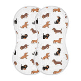 WELLDAY dachshund burp cloths with dog print, highly absorbent for mess containment and comfort.