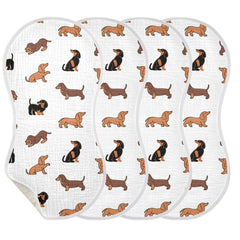 WELLDAY dachshund print burp cloth; premium cotton feel helps soft skin while feeding.