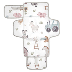 WELLDAY Farm House Animals changing pad unfolded, waterproof and roomy for newborns.