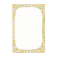 WELLDAY Yellow Gingham crib sheet on mattress ensures snug fit and smooth sleeping surface.