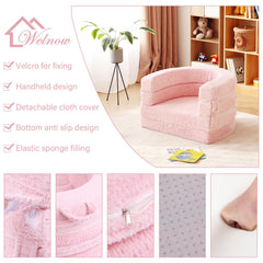 Welnow Toddler Bed pink-soft-cover highlights plush comfort for naps and quiet time.