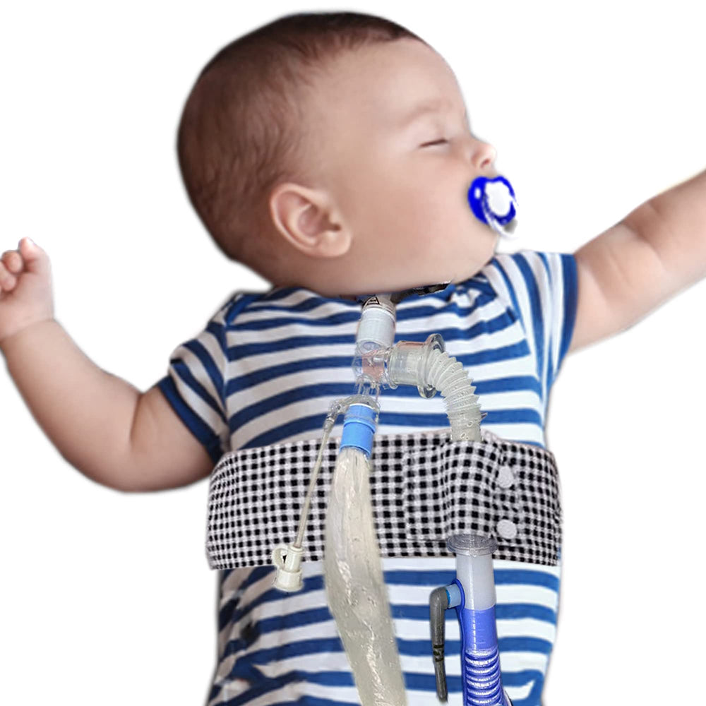 Welsoon adjustable trach belt shown with side and center circuit placement options for flexible routing