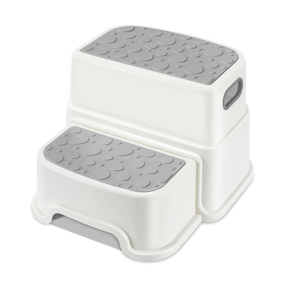 WELSPO 2-step stool gray top step provides stable elevation for daily routines.