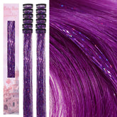 Wennalife hair tinsel kit purple clip-in close-up for quick glitter style