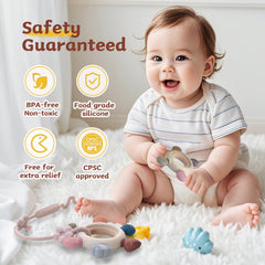 Wenobby teether rings feature a natural wood core for durable support.
