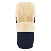 Werner Christ Flims Luxe footmuff navy full view showing universal buggy fit.