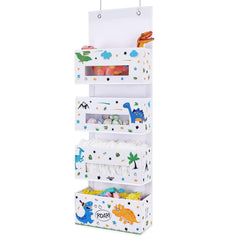 WERNNSAI dinosaur over door hanging organizer with four clear pockets for easy storage.