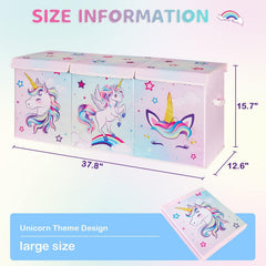 WERNNSAI unicorn toy chest open lid demonstrates easy access for quick cleanup.