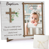 Wesiti baptism frame leaf crest front for a cherished keepsake display