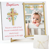 Wesiti Baptism Frame Wooden 4x6 Photo shows durable keepsake for baby memories.