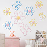 Wesiti complete daisy and butterfly woven wall hanging set adds cohesive nursery decor.