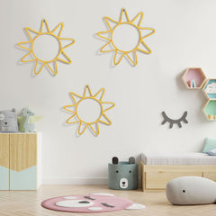 Wesiti gold knitted sun wall hanging brightens nursery decor with a soft, sunny focal point.