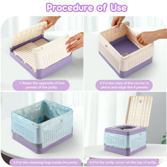 Wesketch portable potty's sturdy clips prevent collapse for safety.