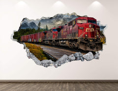 West Mountain Old Train wall decal showing a 3D locomotive for engaging kids room decor