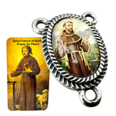 Westmon Works Saint Francis centerpiece with ornate Italian rosary center for DIY rosaries.