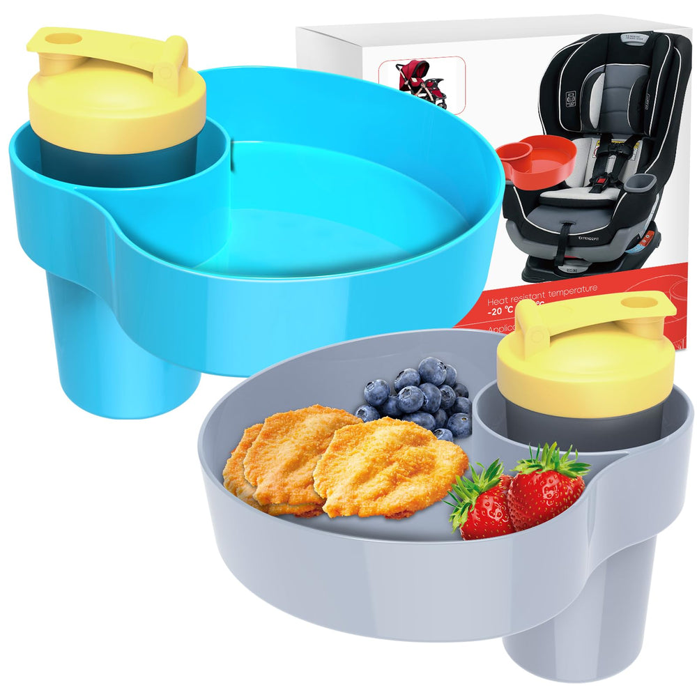 WeteamnoI 2-pack kids car seat snack tray with cup holder keeps snacks organized during road trips