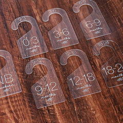 Whaline baby closet dividers in clear acrylic organize newborn to 24 months by size
