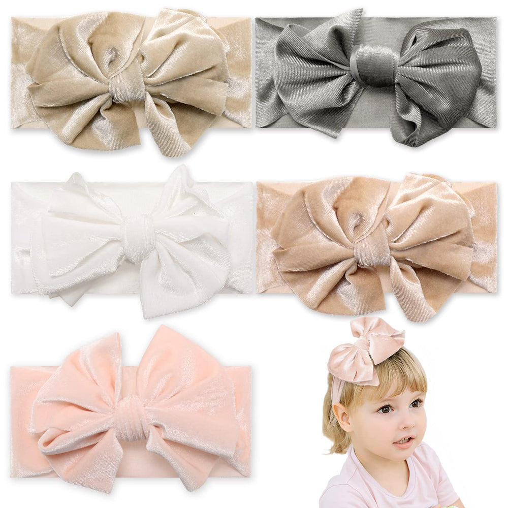 Whaline velvet bow headband in white with soft, comfortable fit for daily wear.