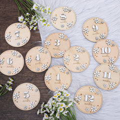 Whaline milestone card daisy wooden 01 boosts adorable growth photos and memory keeping.