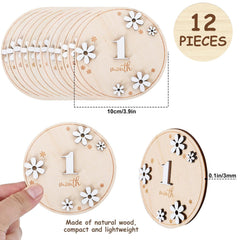 Whaline milestone card daisy wooden 02 ideal for first-year baby photos and albums.