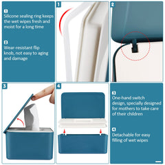 Whiidoom diaper wipes dispenser blue top open highlights easy one-hand wipe access.