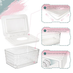 Whiidoom wipes dispenser seal design closeup emphasizes long-lasting moisture with triple-thick seal.