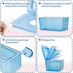 Whiidoom wipes dispenser triple-seal keeps wipes moist and ready.