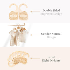 Whitluck's Baby Closet Dividers stacked demonstrate compact 8-pack for quick wardrobe zoning.