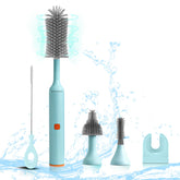 WHNL electric bottle brush set blue angled view highlighting quick cleaning