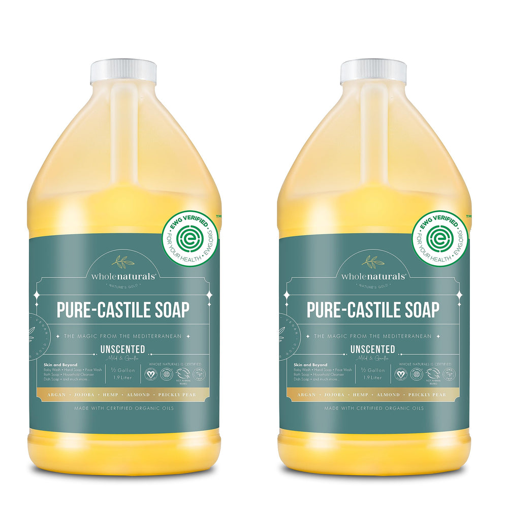 Wholenaturals castile soap unscented bottle with pump for easy, mess-free refill and versatile use