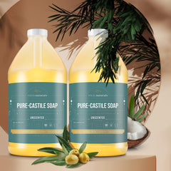 Wholenaturals castile soap unscented bottle being diluted for customized cleaning solutions