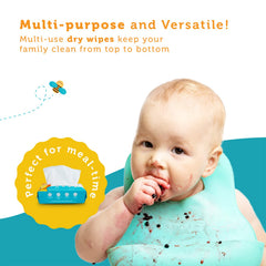 Whoopsie Wipes wet-use image shows wipe moistened with water for natural cleansing.