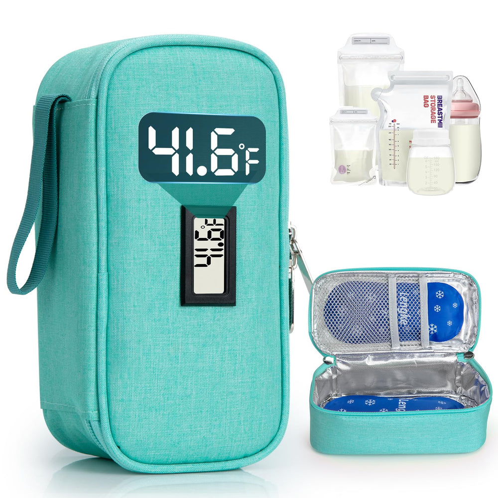 WIBOND breast milk cooler with real-time display shows live temp for on-the-go feeding.