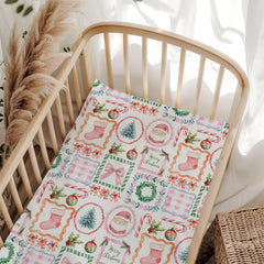Wicbfdfv Christmas Santa Pine Crib Sheet featuring playful trees for festive nursery decor and cozy sleep.