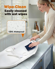 Widitn EVA material close-up highlights waterproof, easy-clean design for busy parents.