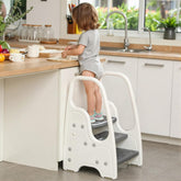 Wiifo 3-step stool gray front view with stable A-frame for toddlers