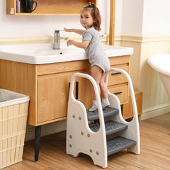 Wiifo toddler step stool grey non-slip-pads bottom on floor.