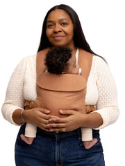 WildBird Aerial Buckle Carrier front view in Willow shows effortless front carry comfort.