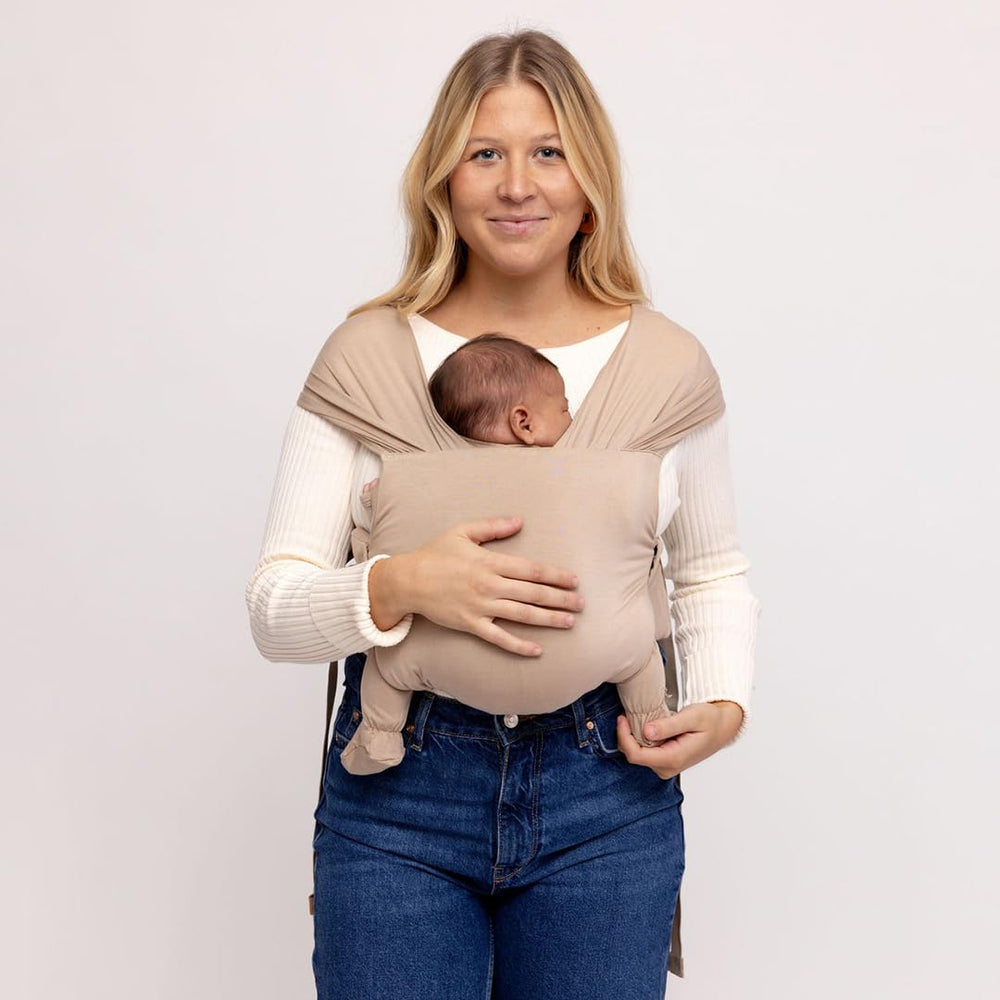 WildBird Aerial Buckle Wrap Desert Lark front carry for newborn comfort