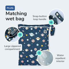WildCubz Space Cadet machine washable fabric for quick cleanup after messes.