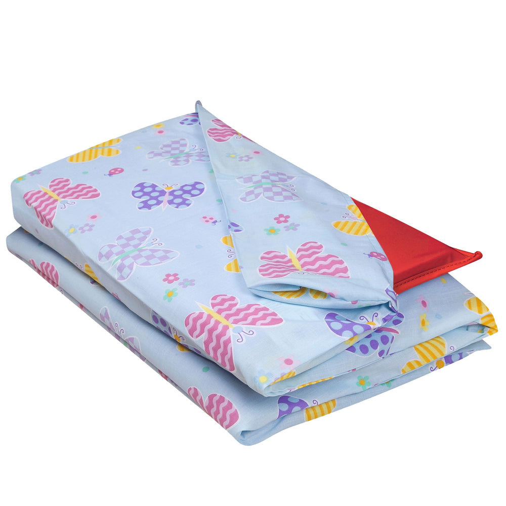 Wildkin nap mat cover Butterfly Garden close-up shows vibrant design for cozy nap time.