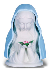 William J. Hirten Blue Madonna with Rose nightlight with cord, soft blue glow for ambient lighting