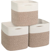 Willitat 13x13 cube bin front view—woven cotton rope for stylish toy storage.