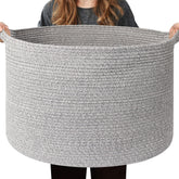 WILLITAT Extra Large Blanket Basket, 22in round top view, ample storage for blankets