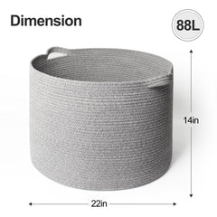 WILLITAT Extra Large Blanket Basket woven texture closeup demonstrates durable cotton rope