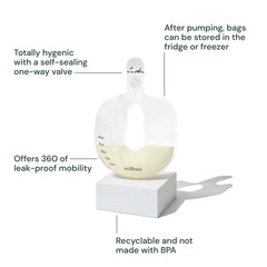 Willow 48-count breast milk bags organized for hygienic storage.