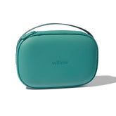 Willow breast pump carrying case teal closed view highlighting travel-ready design