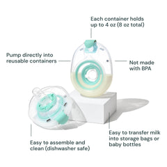 Willow container pour-to-bottle transition, easy transfer after pumping.