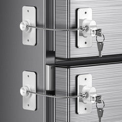 WILZEIMY 2-pack fridge lock demonstrates simple installation on a fridge for safer kids.